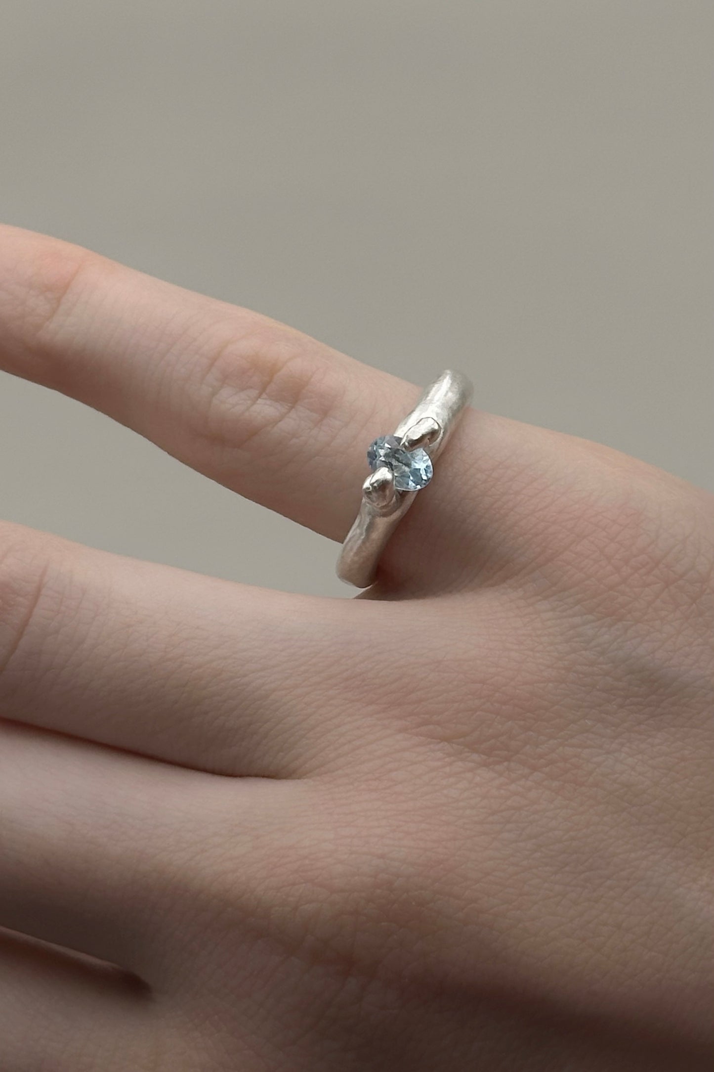 Ring With Oval Aquamarine