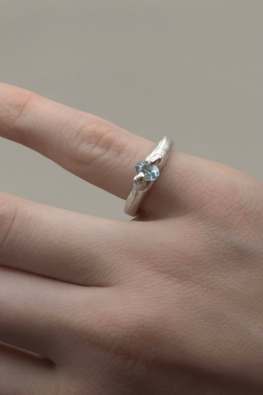 Ring With Oval Aquamarine